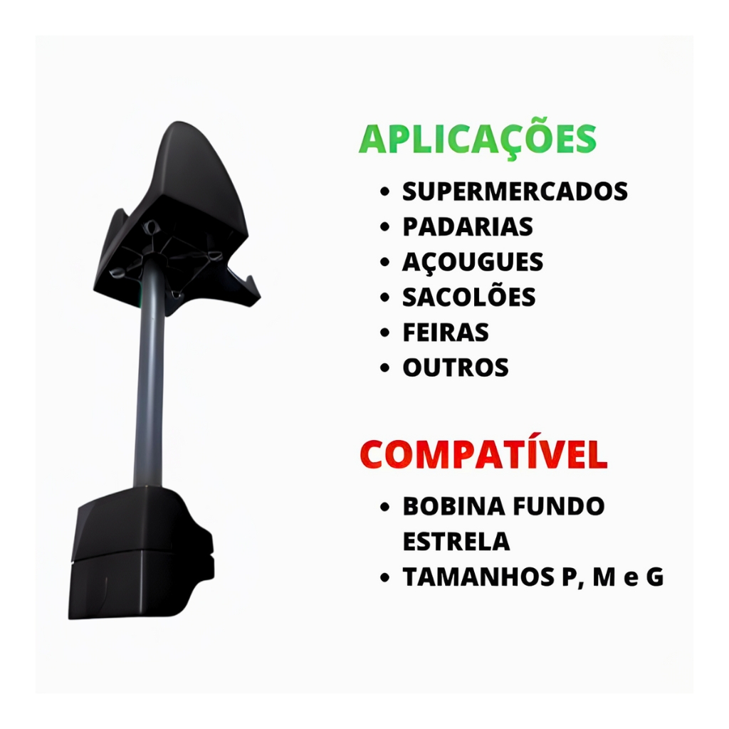 Aplicações Kit 2 Suportes para Bobina Fundo Estrela com Mordentes e Hastes de PVC – Cor Preta